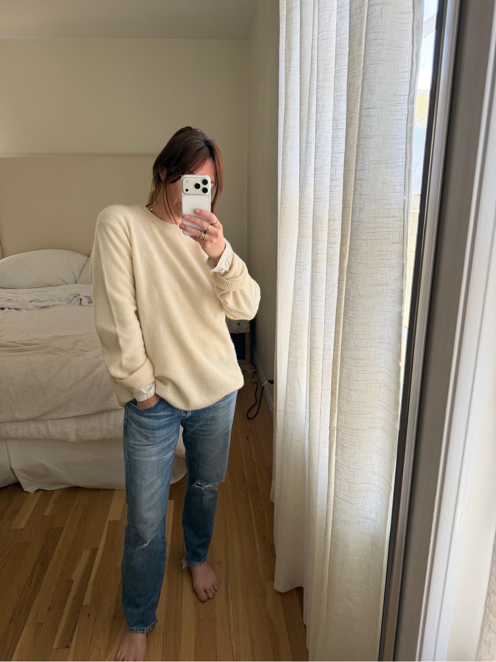 ZARA HOME 100% Cashmere Cream Women's Sweater Size M/L - Picture 7 of 11